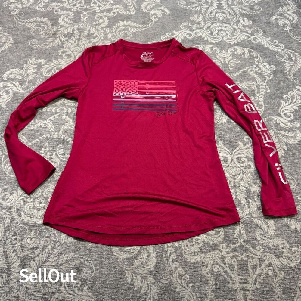 Silver Bait Men's Magenta Long Sleeve Fishing T-Shirt S Graphic Print